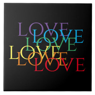 RAINBOW LOVE 6"X6" Ceramic Tile - black