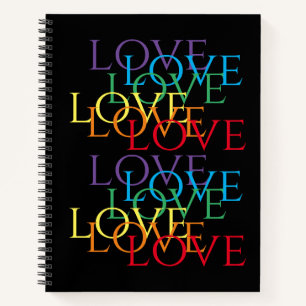 RAINBOW LOVE 8.5x11 Spiral Notebook - Black