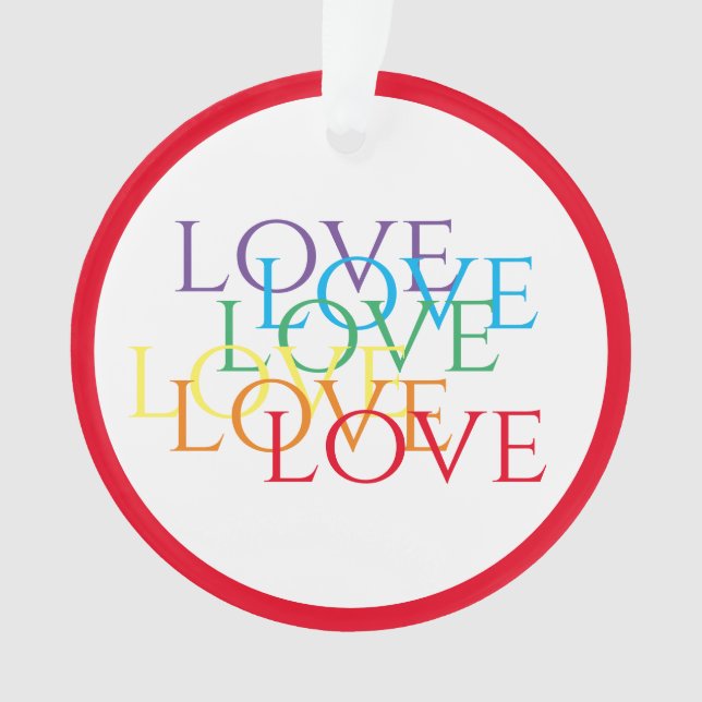RAINBOW LOVE Acrylic Circle Ornament - Red (Front)