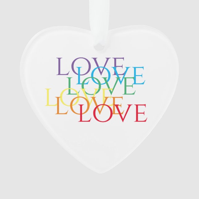 RAINBOW LOVE Acrylic Heart Ornament  (Front)