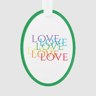 RAINBOW LOVE Acrylic Oval Ornament - Green