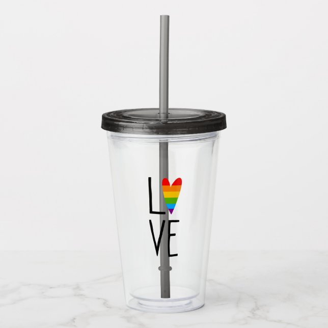 Rainbow Love Acrylic Tumbler (Front)