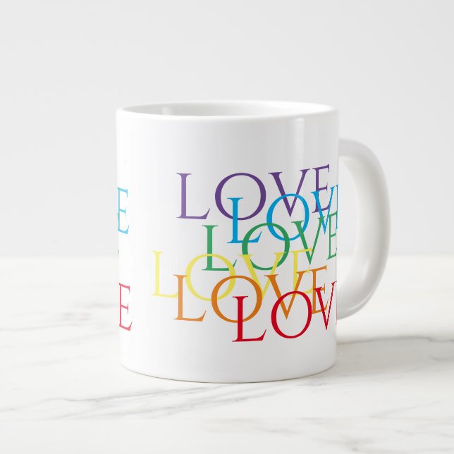 RAINBOW LOVE Big White Mug (Front Right)