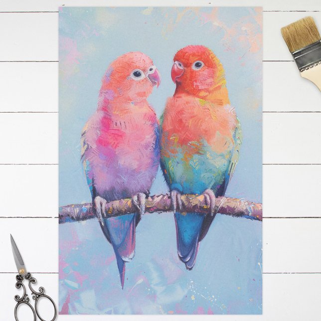 Rainbow Love Birds Decoupage Tissue Paper (Creator Uploaded)