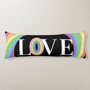 RAINBOW LOVE  black white Body Cushion