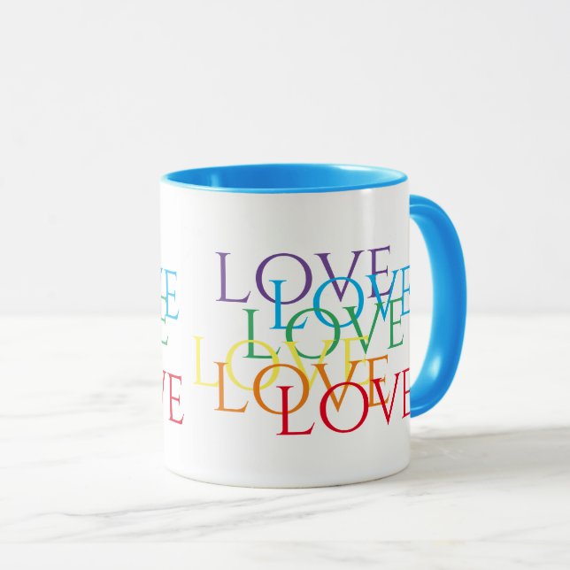 RAINBOW LOVE Blue Combo Mug (Front Right)