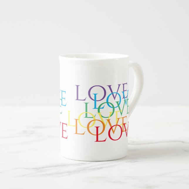 RAINBOW LOVE Bone China Mug (Front Right)