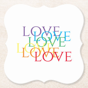 RAINBOW LOVE Bracket Paper Coasters
