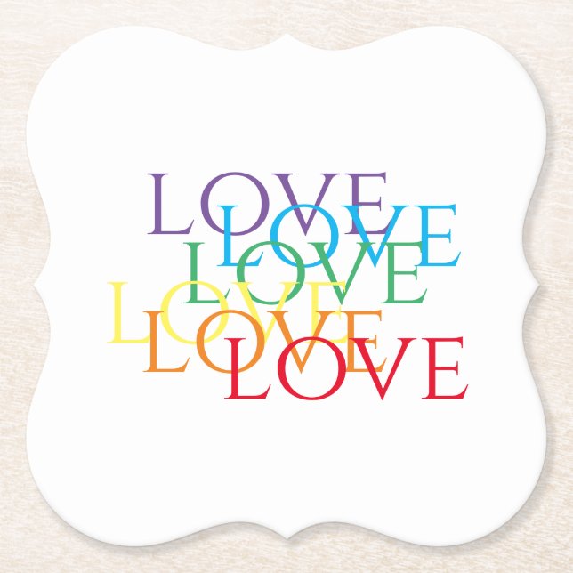 RAINBOW LOVE Bracket Paper Coasters  (Front)