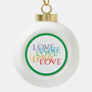 RAINBOW LOVE Ceramic Ball Ornament - Green