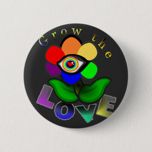 Rainbow Love Eye Flower 6 Cm Round Badge