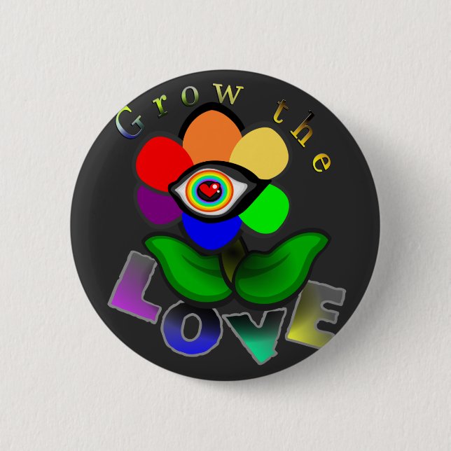 Rainbow Love Eye Flower  6 Cm Round Badge (Front)