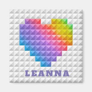 RAINBOW LOVE HEART GEOMETRIC PERSONALIZED MAGNET