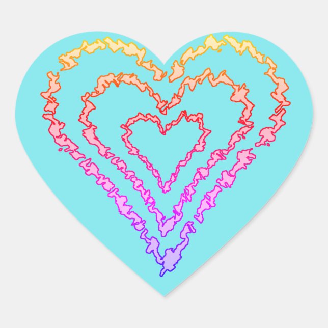 Rainbow Love Heart Pattern Over Light Teal   Sticker (Front)