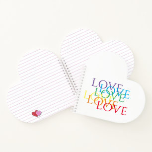 RAINBOW LOVE Heart Shape Notebook