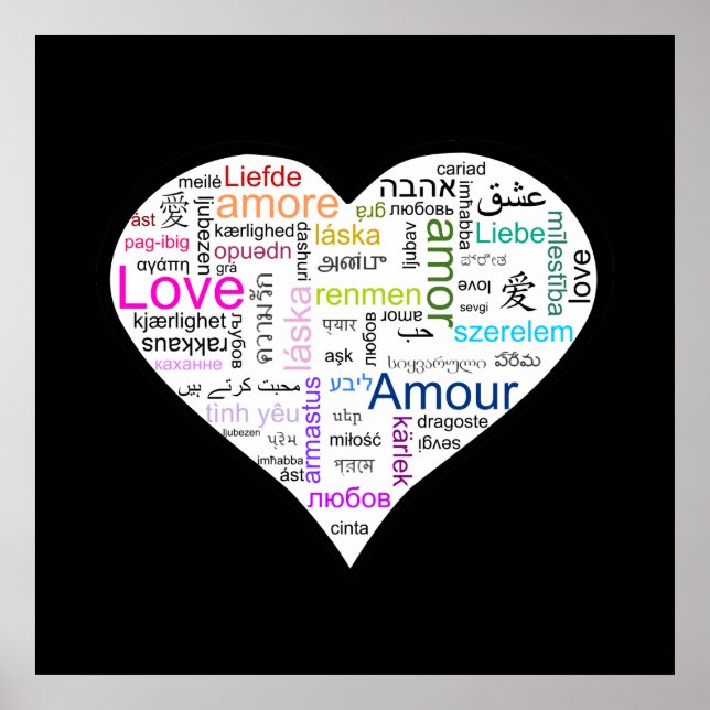 Rainbow Love Heart Typography Poster (Front)