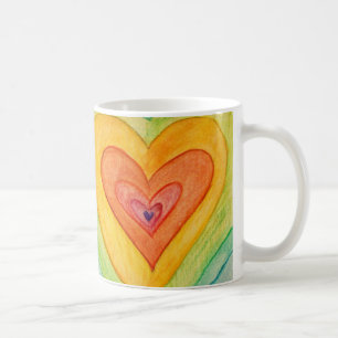 Rainbow Love Hearts Art Coffee Mug Cup
