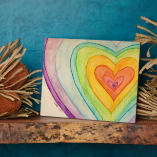 Rainbow Love Hearts Art Print Plaques