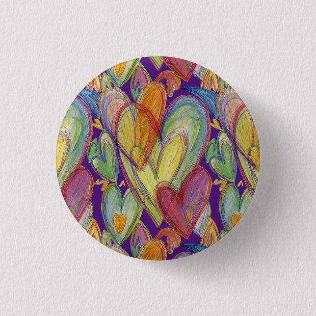 Rainbow Love Hearts Button Lapel Pins (Front)
