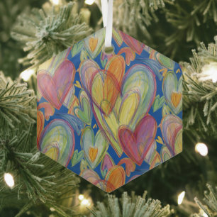 Rainbow Love Hearts Holiday Pendant Gift Ornament