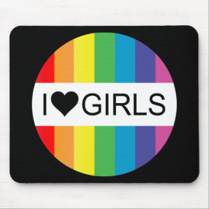 rainbow love. i heart girls. mouse pad