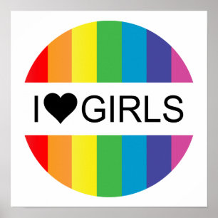 rainbow love. i heart girls. poster