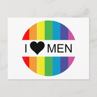 rainbow love. i heart men. postcard