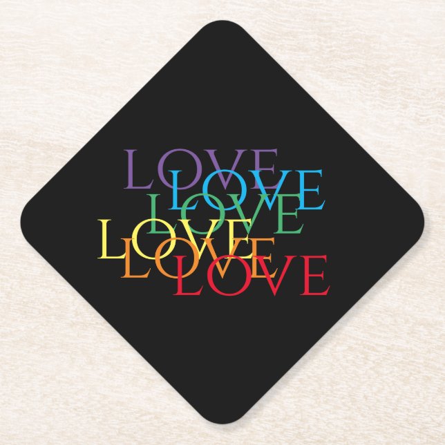 RAINBOW LOVE II Diamond Paper Coasters  (Front)