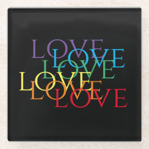 RAINBOW LOVE II Glass Drink Coaster