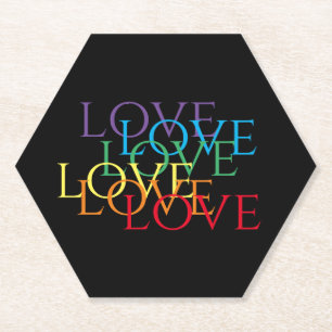 RAINBOW LOVE II Hexagon Paper Coasters 