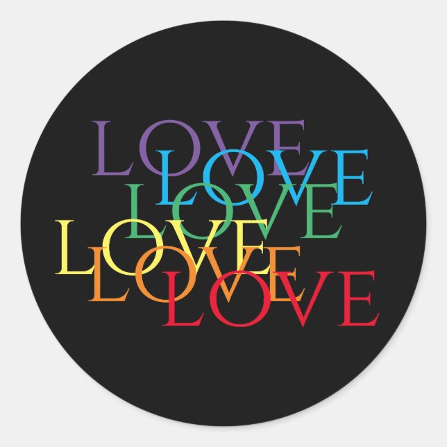 RAINBOW LOVE II Large Round Stickers (Front)