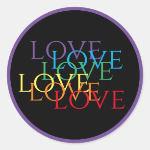 RAINBOW LOVE II Large Round Stickers / Purple