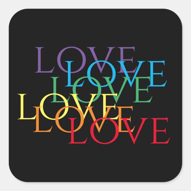 RAINBOW LOVE II Large Square Stickers  (Front)