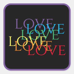 RAINBOW LOVE II Large Square Stickers / Purple