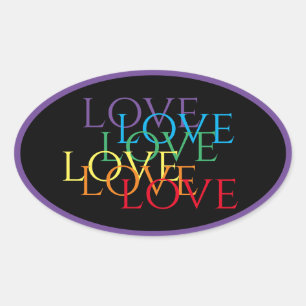  RAINBOW LOVE II Oval Stickers / Purple