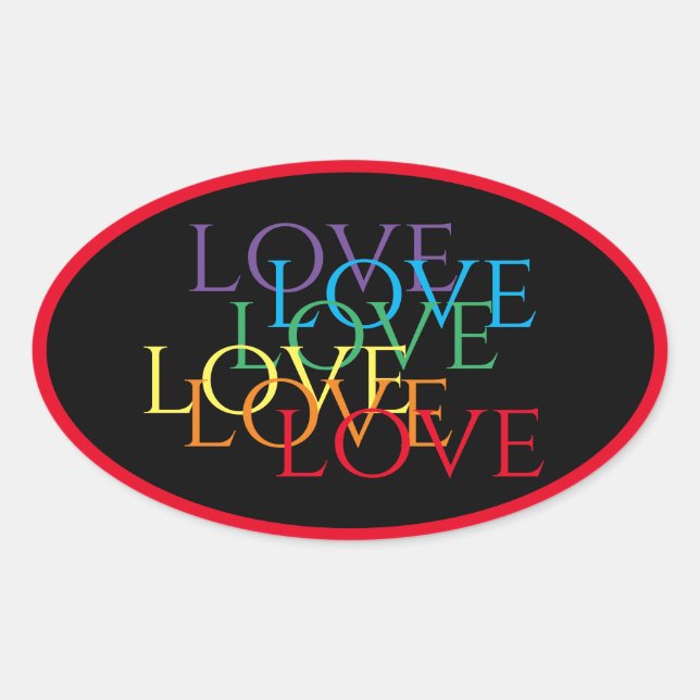 RAINBOW LOVE II Oval Stickers / Red (Front)