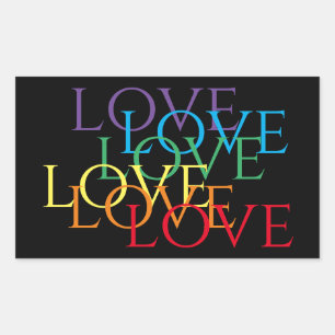 RAINBOW LOVE II Rectangle Stickers 