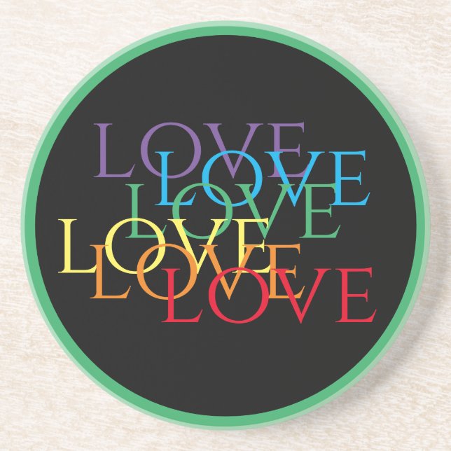 RAINBOW LOVE II Sandstone Coaster / Green (Front)
