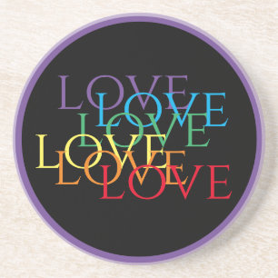 RAINBOW LOVE II Sandstone Coaster / Purple