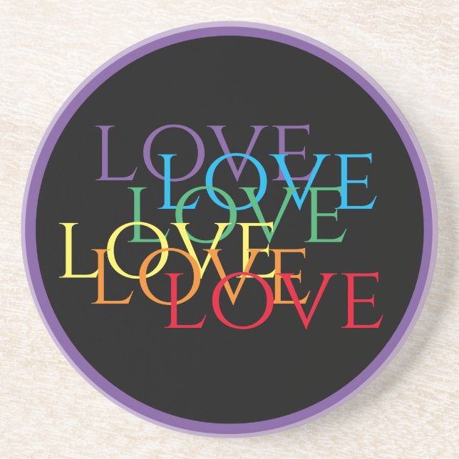RAINBOW LOVE II Sandstone Coaster / Purple (Front)