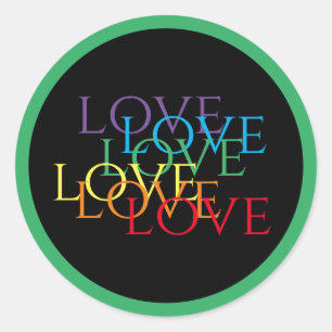 RAINBOW LOVE II Small Round Stickers / Green