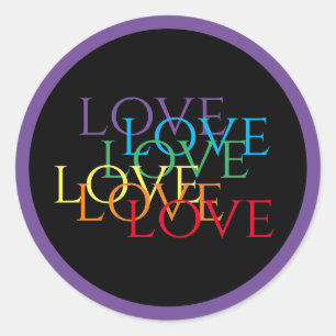 RAINBOW LOVE II Small Round Stickers / Purple