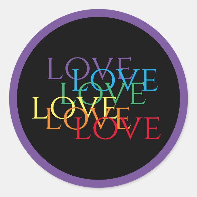 RAINBOW LOVE II Small Round Stickers / Purple (Front)