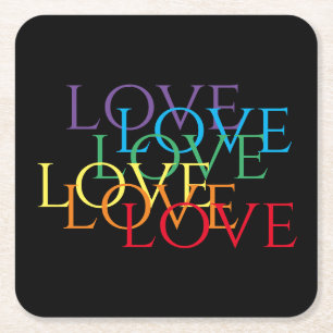RAINBOW LOVE II Square Paper Coasters 