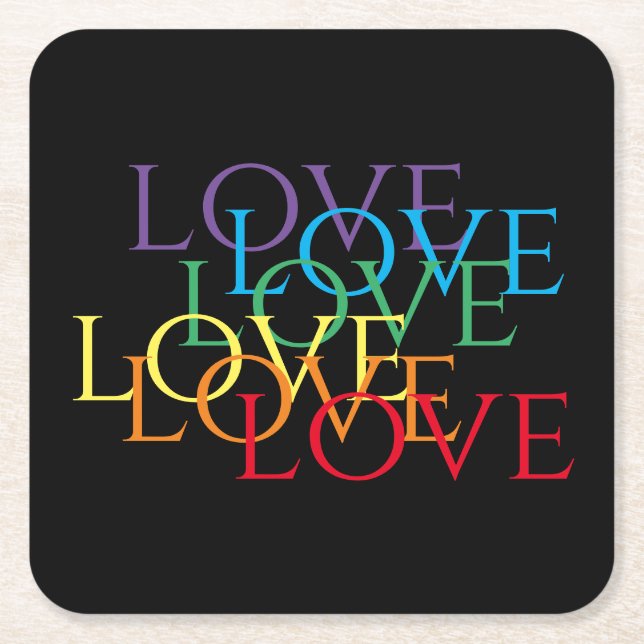RAINBOW LOVE II Square Paper Coasters  (Front)