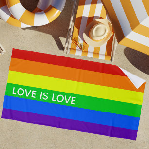 Rainbow Love is Love Gay Pride LGBTQ Beautiful Beach Towel