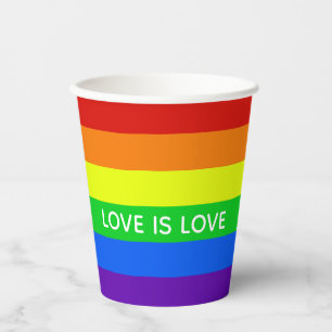 Rainbow Love is Love Gay Pride LGBTQ Party Paper Cups