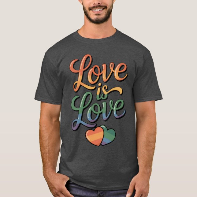 Rainbow Love Is Loveypography Design retro T-Shirt (Front)