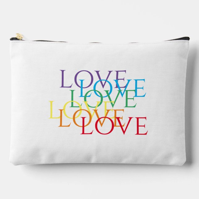 RAINBOW LOVE Large Accessory Pouch Bag (Front)