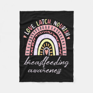 Rainbow Love Latch Nourish Breastfeeding Awareness Fleece Blanket
